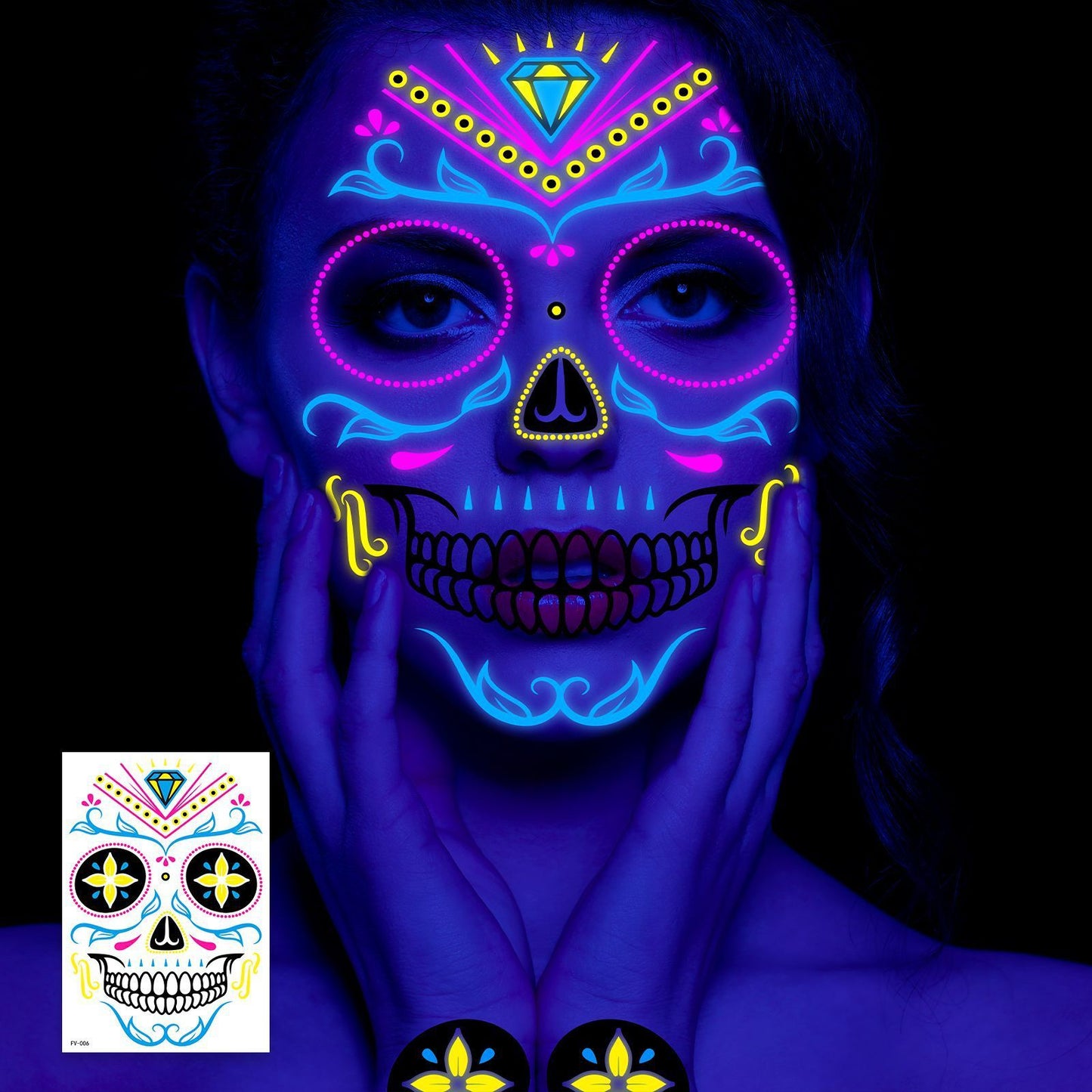 Halloween Fluorescent Death Face Stickers
