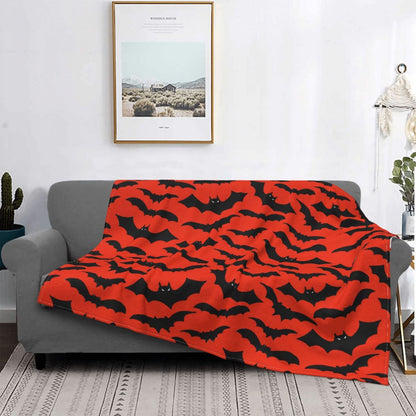 Halloween Bat Pattern Wool Blanket – Cozy Gothic Throw