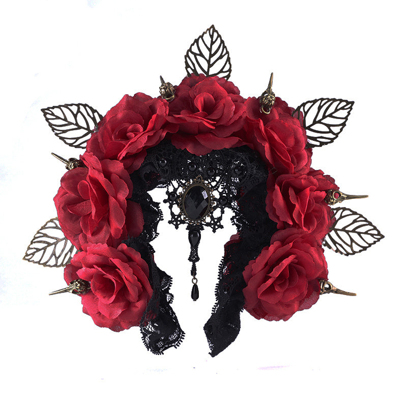 Dark Bird Bone Hair Hoop – Halloween Rose Crown