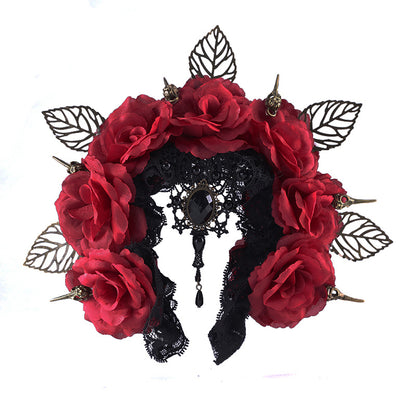 Dark Bird Bone Hair Hoop – Halloween Rose Crown