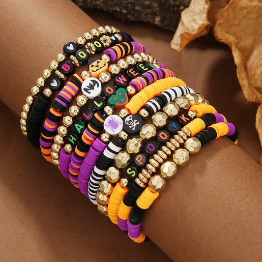 Halloween Ghost Polymer Clay Bracelet Set