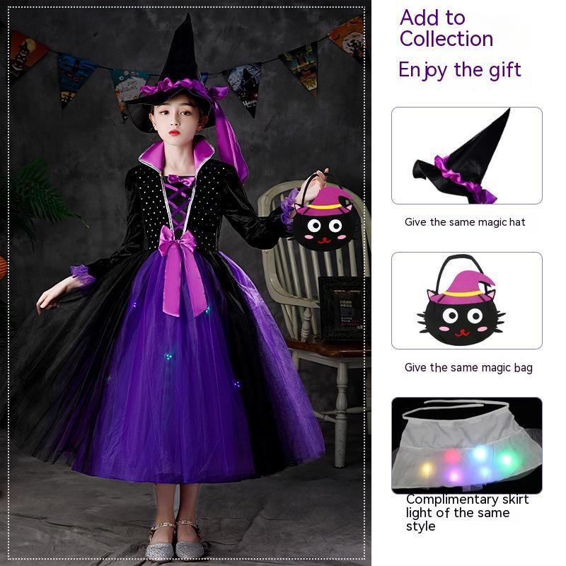 Girls' Halloween Luminous Wizard Dress Costume