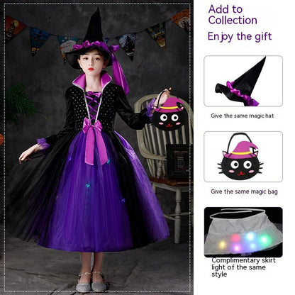 Girls' Halloween Luminous Wizard Dress Costume
