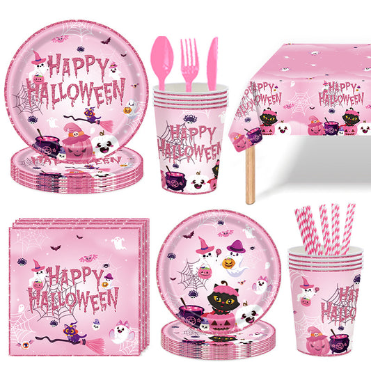 Cartoon Halloween Party Paper Set – Plates & Cups