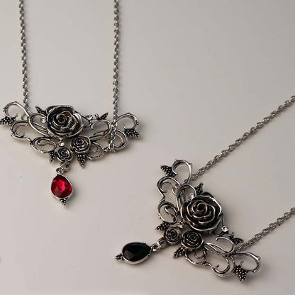 Halloween Black Flower Pendant Necklace