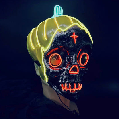LED Glowing Pumpkin Skull Halloween Mask