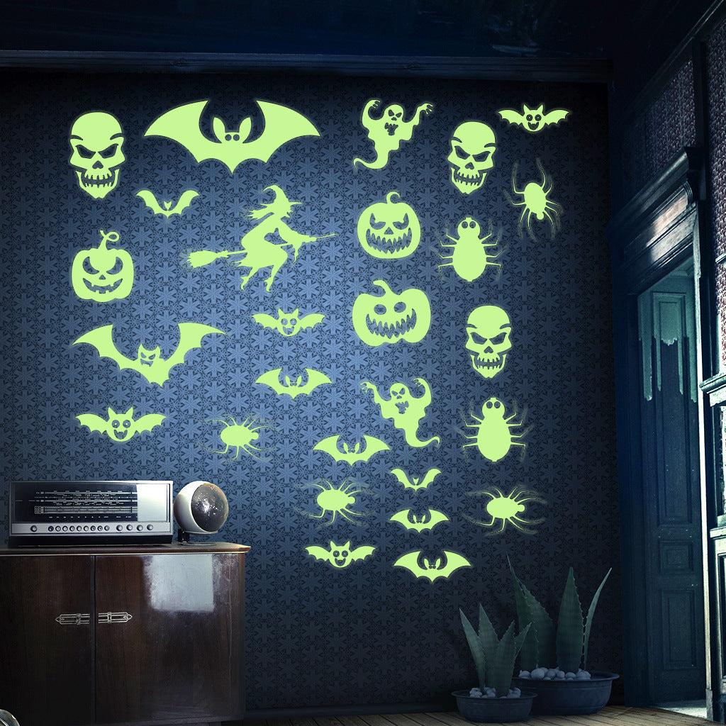 Halloween Green Fluorescent Wall Stickers – 4 Pack