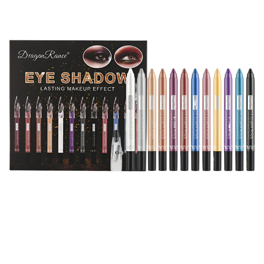 Silkworm Pearlescent Eye Shadow Stick Set – 12 Colors