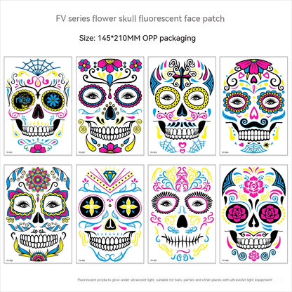 Halloween Fluorescent Death Face Stickers