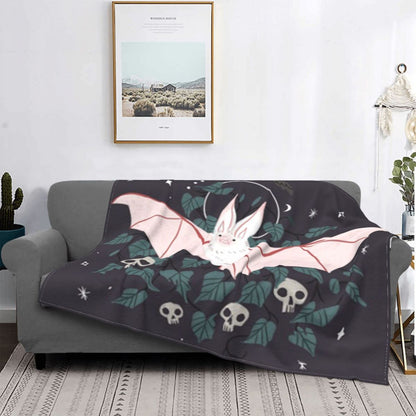 Halloween Bat Pattern Wool Blanket – Cozy Gothic Throw