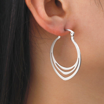 Cut Titanium Steel Geometric Water Drop Pattern Shape Stainless Steel Simple Earrings