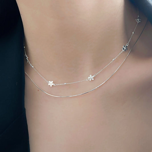 S925 Sterling Silver Small Flower Necklace for Women