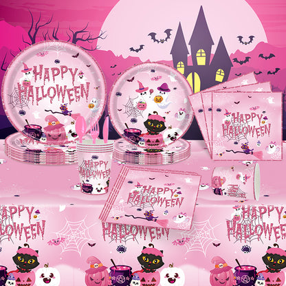 Cartoon Halloween Party Paper Set – Plates & Cups