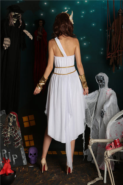 White Irregular Fantasy Halloween Dress Set