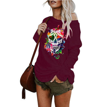Halloween Printed Irregular Mid-Length T-Shirt – Street Style