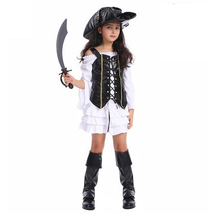 Halloween Girls Party Costume – Dress, Vest & Hat Set