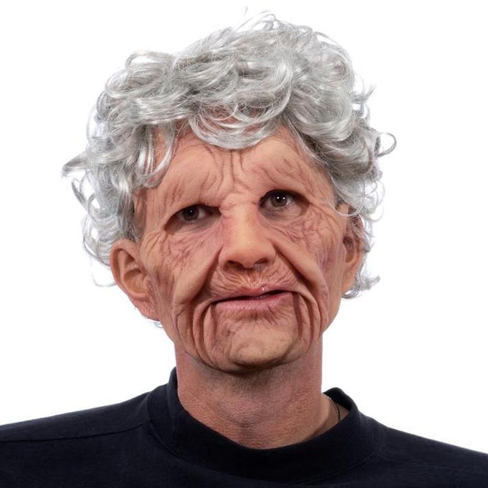 Halloween Granny Latex Mask with Wig