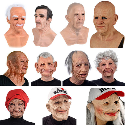 Halloween Granny Latex Mask with Wig