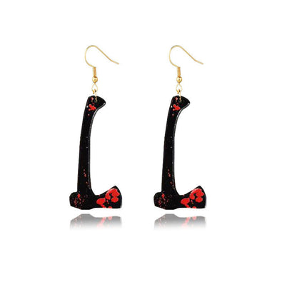 Halloween Bloodstained Axe Acrylic Earrings – Retro