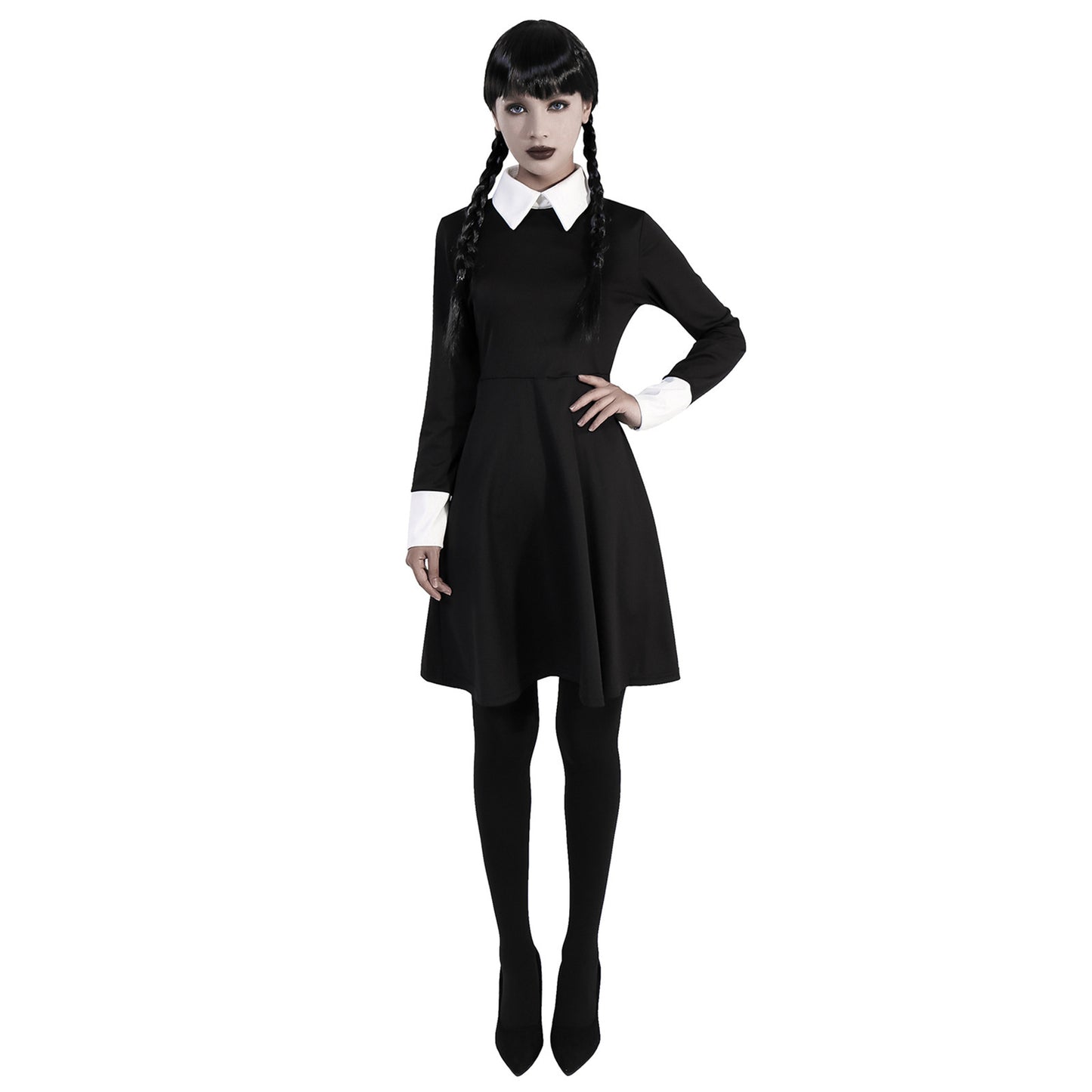 Women’s Dark Retro Halloween Dress – Long Sleeve A-Line