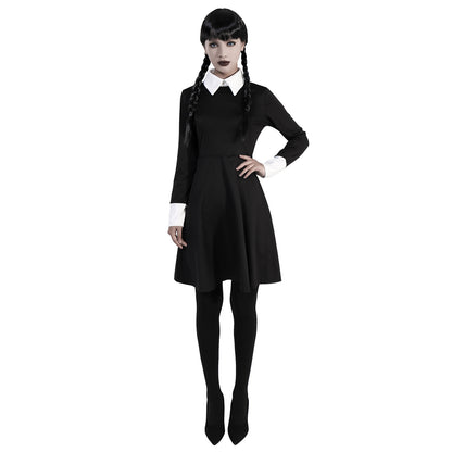 Women’s Dark Retro Halloween Dress – Long Sleeve A-Line