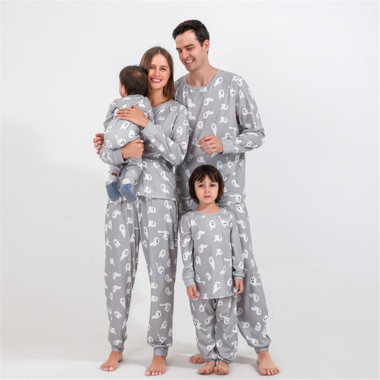Family Halloween Pajamas – Silver Polyester Set