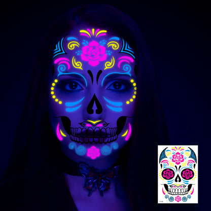 Halloween Fluorescent Death Face Stickers