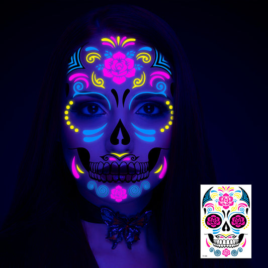 Halloween Fluorescent Death Face Stickers