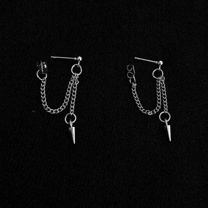 Long And Simple Rivet Chain Cold Style Hip Hop Tapered Earrings