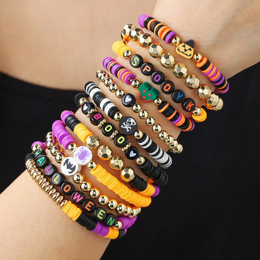 Halloween Ghost Polymer Clay Bracelet Set