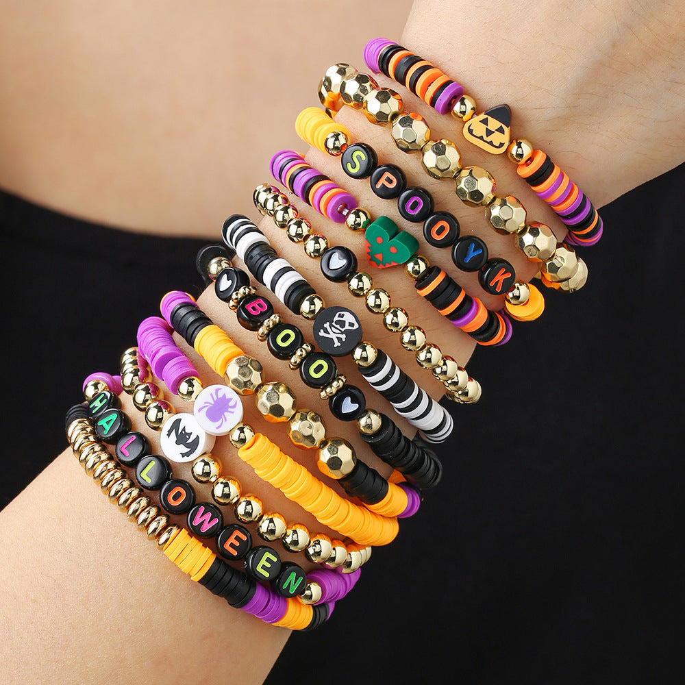 Halloween Ghost Polymer Clay Bracelet Set