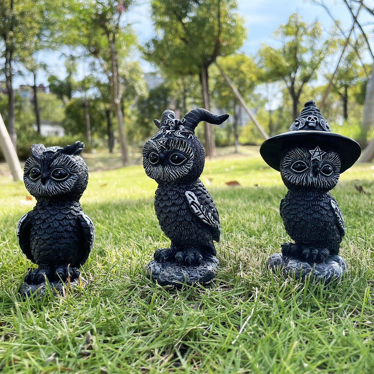 Hand-Painted Owl Halloween Ornament – Resin Craft