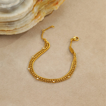 Multi-layer Stainless Steel Twin Inlaid Zircon Bracelet