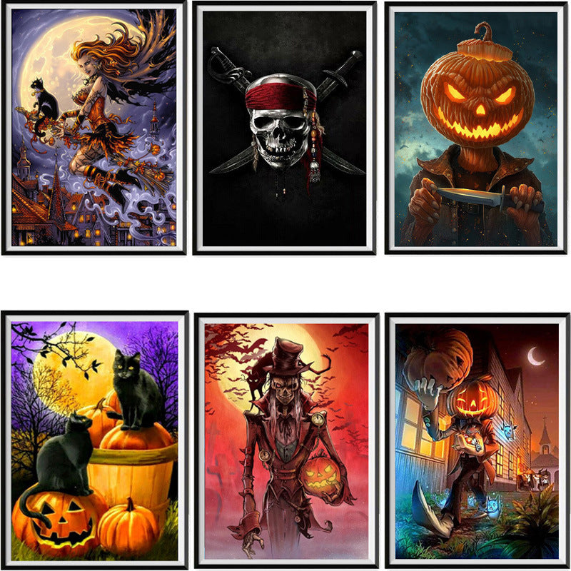 Spooky Halloween Pumpkin Skull 5D Diamond Painting