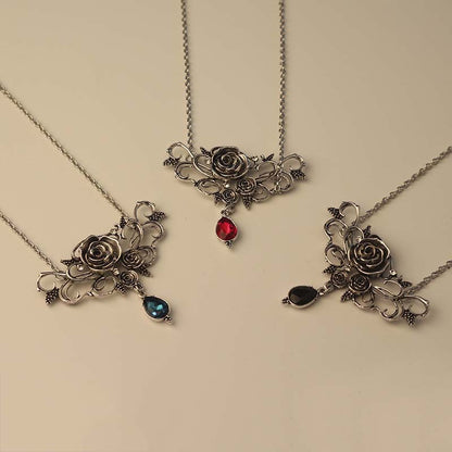 Halloween Black Flower Pendant Necklace