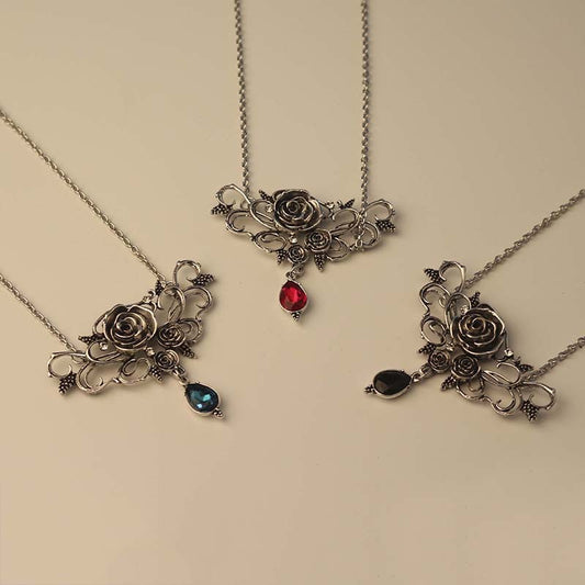 Halloween Black Flower Pendant Necklace
