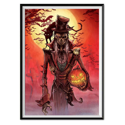 Spooky Halloween Pumpkin Skull 5D Diamond Painting