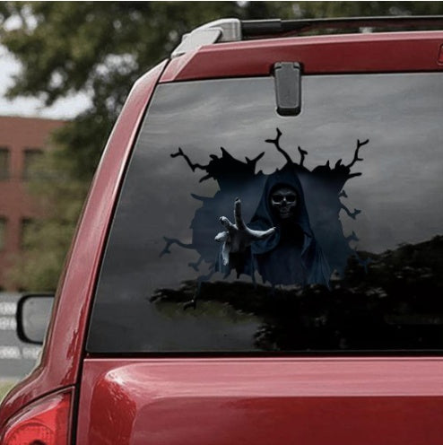 Halloween Skull Car Window Sticker – Spooky Decor