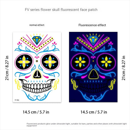 Halloween Fluorescent Death Face Stickers