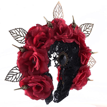 Dark Bird Bone Hair Hoop – Halloween Rose Crown