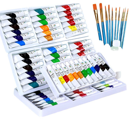 Waterproof Acrylic Paint Set for Beginners – 12–53 Colors