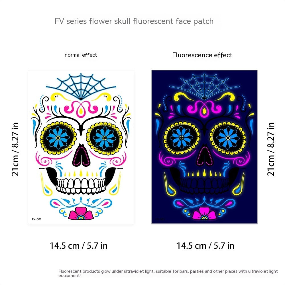 Halloween Fluorescent Death Face Stickers