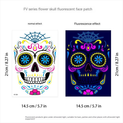 Halloween Fluorescent Death Face Stickers