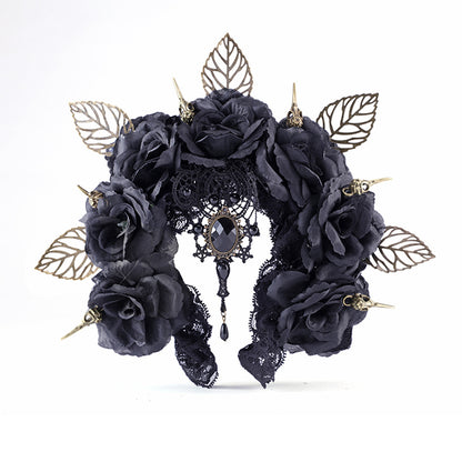 Dark Bird Bone Hair Hoop – Halloween Rose Crown