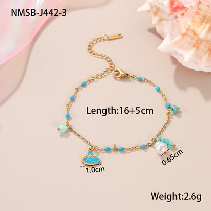 Color Beads String Necklace Stainless Steel Earring Bracelet