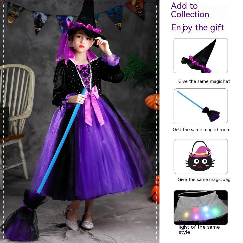Girls' Halloween Luminous Wizard Dress Costume