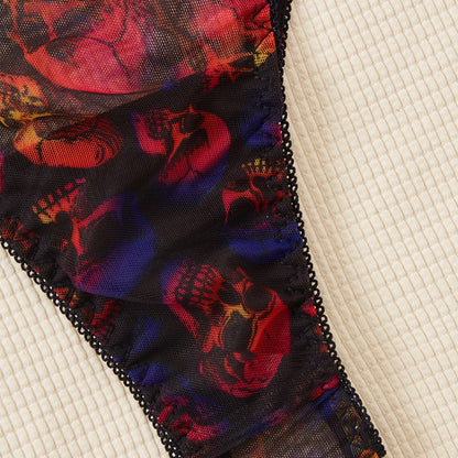 Women’s Halloween Skull Lingerie Set – Sexy Mesh