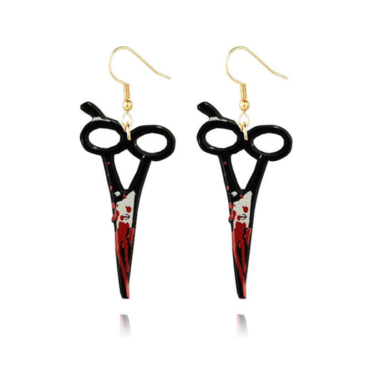 Halloween Bloodstained Axe Acrylic Earrings – Retro