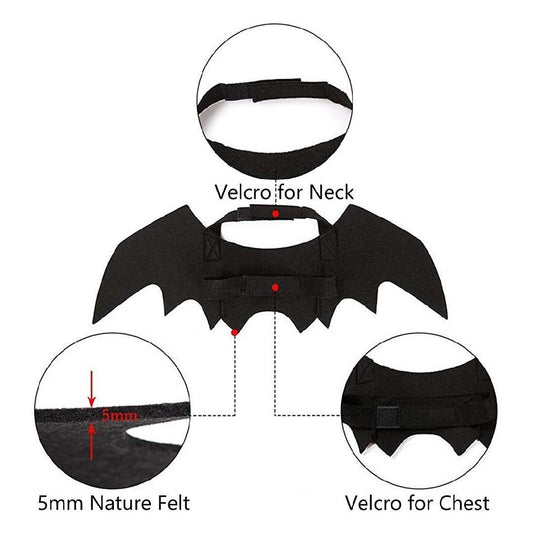 Halloween Black Felt Bat Wings for Pets