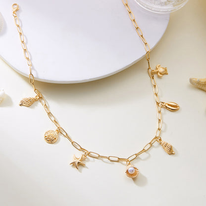 Starfish Conch Shell Turtle Pendant Necklace